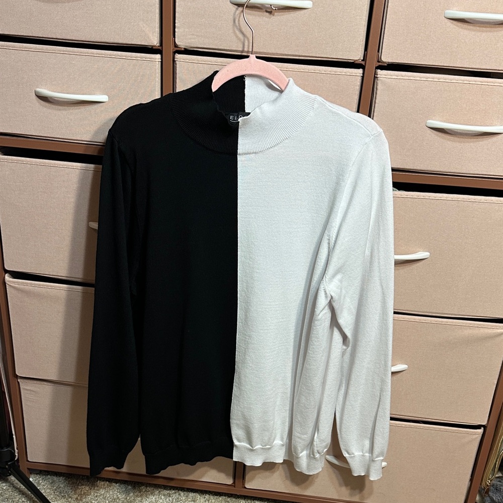 Eloquii Black and White Turtleneck Sweater